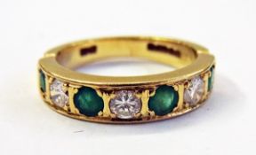 18ct gold, emerald and diamond ring set