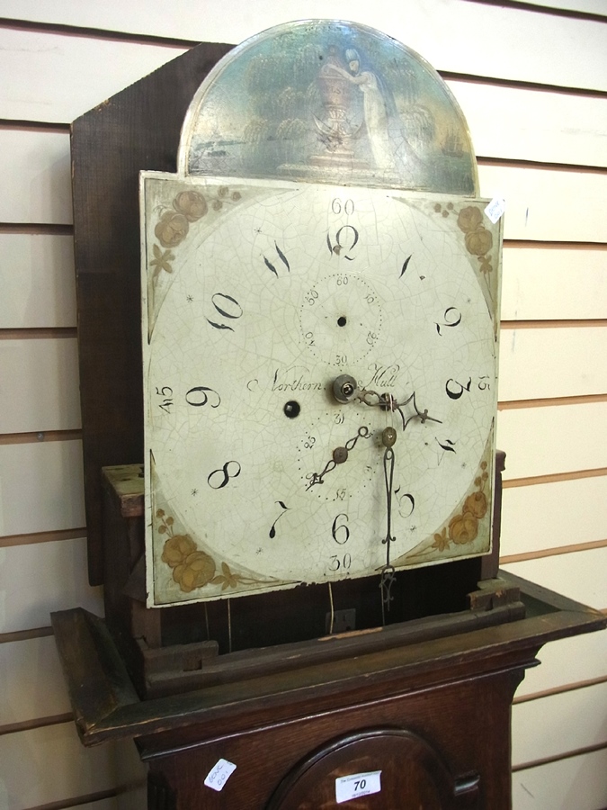 George III oak longcase clock with caddy