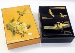 Japanese lacquer box and cover, rectangu