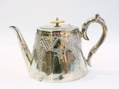 Victorian plated teapot with tapered sid