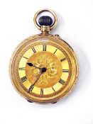 Lady's 18ct gold open-faced pocket watch