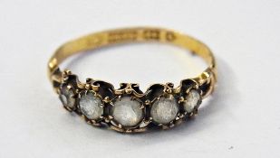 15ct gold and white stone ring set five