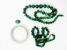 Malachite bead necklace, graduated, 46cm
