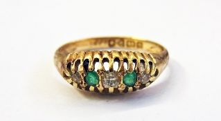 18ct gold emerald and diamond five-stone