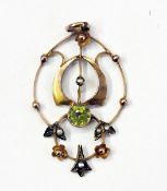 Edwardian 9ct gold peridot and seed pear