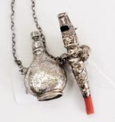 Victorian silver baby's rattle with bell