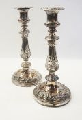 Pair of silver plated candlesticks with