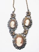 Cameo set necklace, pair cameo earrings