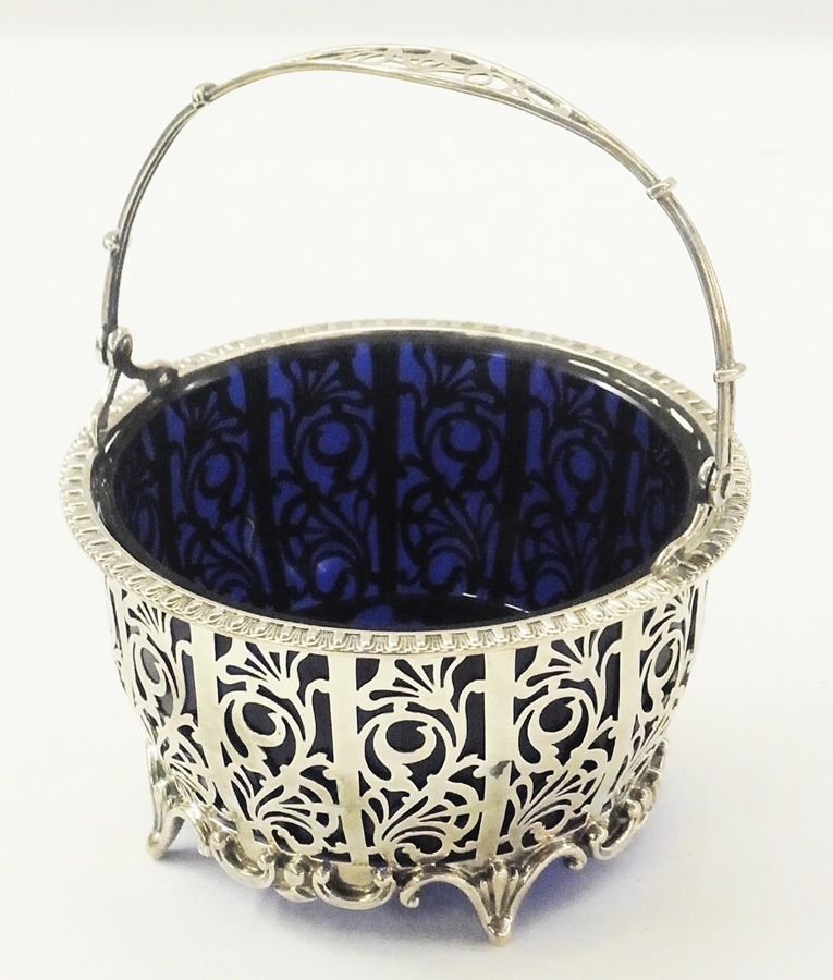 George V silver sugar basket, circular w