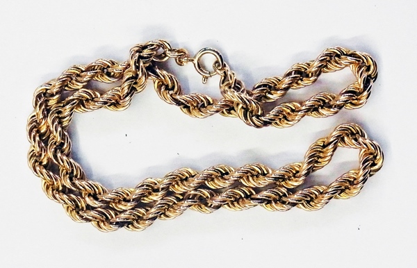 9ct gold chain necklace, rope-twist patt