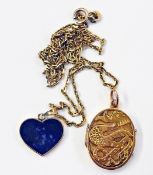14K gold pendant set lapis lazuli and re