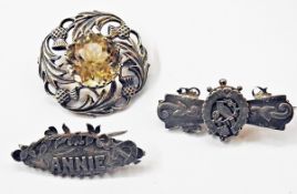 Scottish silver and pale citrine brooch,