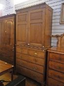 19th century oak chest of two short and