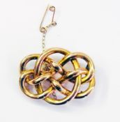 Gold-coloured metal knot brooch, 14g app