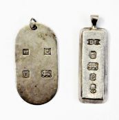 Two silver pendants, silver cross pendan