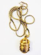 Gold-coloured scarab beetle pendant and