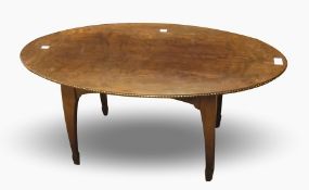 Stained wood and parquetry inlaid oval o