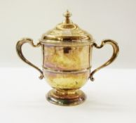 Silver gilt two-handled trophy cup and c