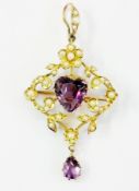 Late Victorian/Edwardian amethyst and se