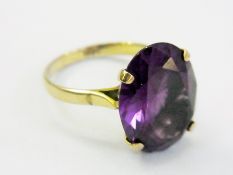 14K gold and amethyst solitaire ring set