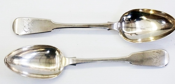 Pair Victorian silver fiddle pattern tab