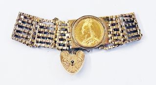 9ct gold gate-pattern bracelet set Victo