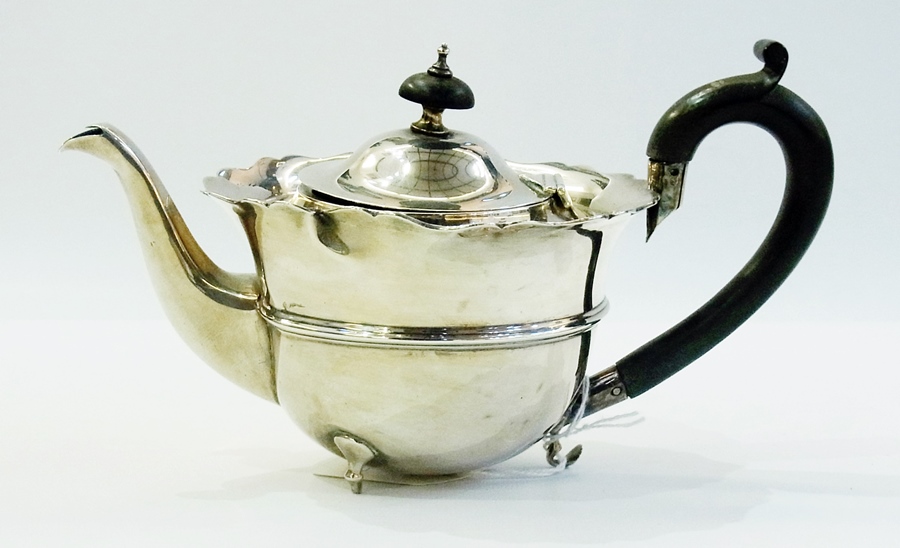 George V silver tea-pot, circular with r
