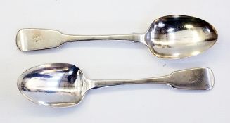 Pair William IV silver fiddle pattern ta