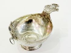 Antique continental silver bowl with orn