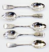 Set five Victorian silver fiddle pattern