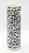 Chinese cylindrical blue and white vase,