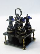 19th century wooden and glass condiment