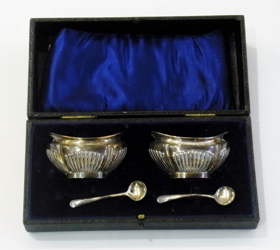 Pair silver salts, each oval and semi-ga