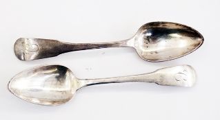 Pair of George III fiddle pattern silver