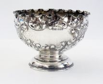 Edwardian silver pedestal rose bowl with