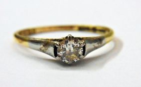 Gold and diamond solitaire ring, 0.5ct a