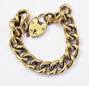 9ct gold engraved large curb-link bracel