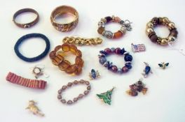 Various brooches (eight), a pair of earr