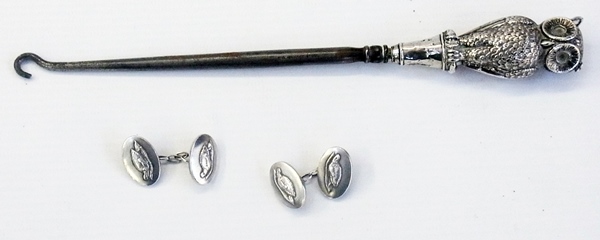 Pair of Edwardian silver cufflinks, turt