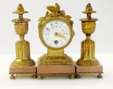 19th century gilt brass clock garniture,