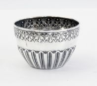 Victorian silver sugar bowl of tapering