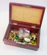 Leather jewellery box containing assorte