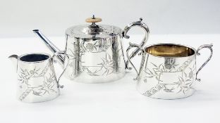 Silver-plate three piece tea-set of tape