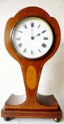 An Edwardian inlaid mahogany mantel clock in the Art Nouveau style, 25cm high