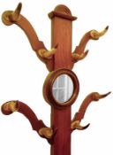 A Victorian mahogany signal arm hall stand with horn hooks, glove box and vanity mirror, 53cm wide