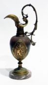 Brass and copper ovoid vase, relief decorated, 38cm tall approxmately