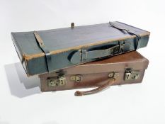 Leather attache case, inscribed to front, "J. Newbury, Byfield House, Byfield", 47cm long, and a