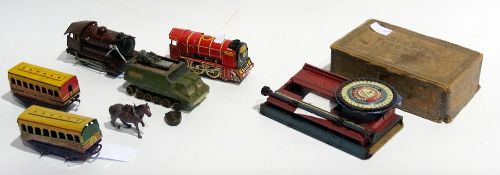 Small quantity die-cast toys, to include 0-4-0 tank locomotive, clockwork (af), Dinky toys Shado