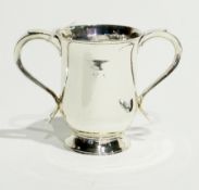 George III silver two-handled cup, of plain form with flared rim, raised on a circular foot,