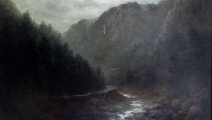 Oil on panel
Attributed to William Maud Gill (1823-1894)
"Pass of Aberglaslyn from the Bridge",